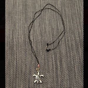 Handmade Black & Silver Turtle Pendant Necklace